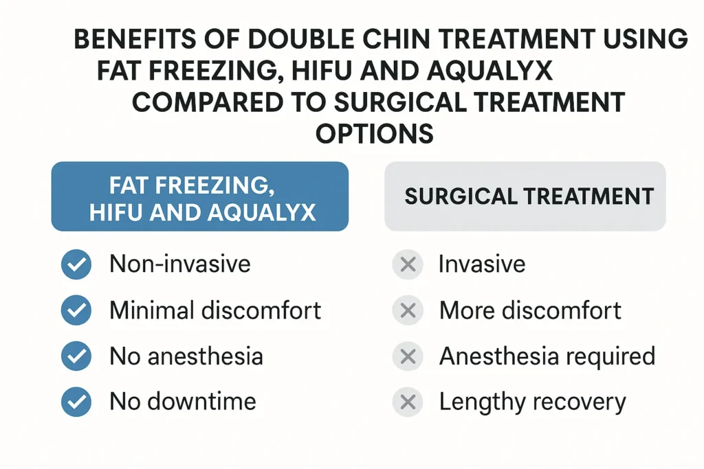 Graphic about the benefits of double chin treatment Hook - from LA LIPO